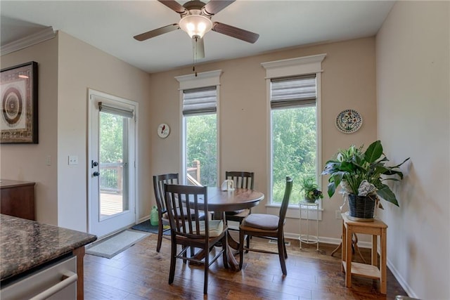 25005 W 85th Ter, Lenexa, KS 66227 - dining space with dark wood-style flooring and a ceiling fan