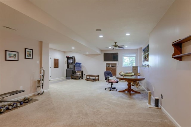 25005 W 85th Ter, Lenexa, KS 66227 - sitting room with light colored carpet, recessed lighting, and ceiling fan