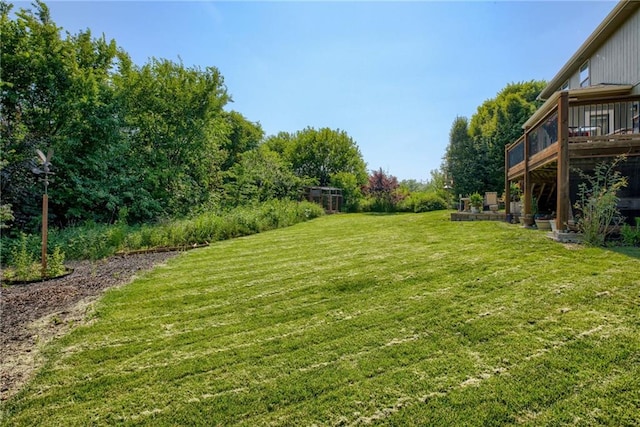 25005 W 85th Ter, Lenexa, KS 66227 - view of green lawn featuring a wooden deck