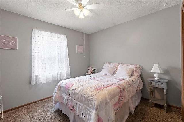 215 SE Country Ln, Lees Summit, MO 64063 - carpeted bedroom featuring a textured ceiling, baseboards, and a ceiling fan