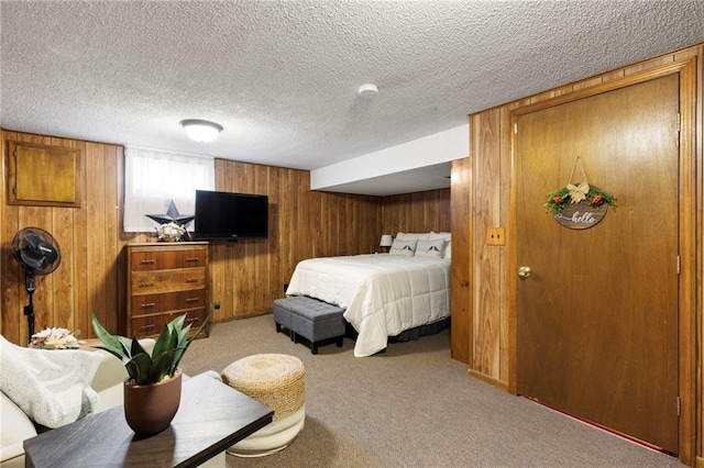 215 SE Country Ln, Lees Summit, MO 64063 - bedroom featuring carpet, wooden walls, and a textured ceiling