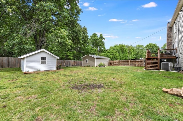 530 Nipper Ln, Leavenworth, KS 66048 - view of yard featuring stairs, cooling unit, and a deck