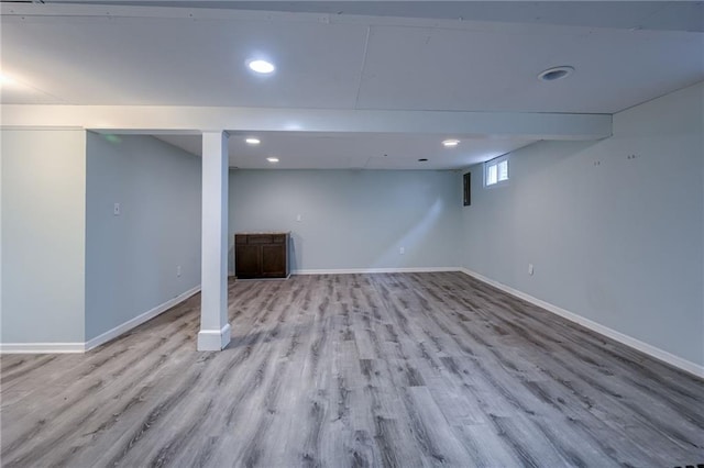 12800 W 100th St, Lenexa, KS 66215 - below grade area with light wood-style floors, recessed lighting, and baseboards