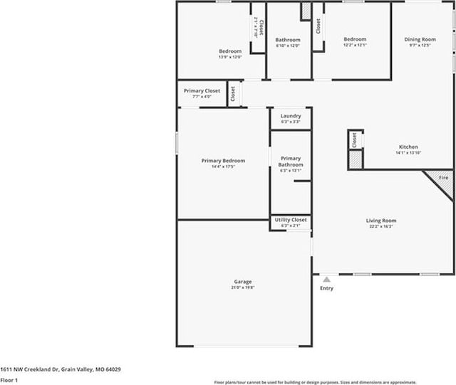 1611 NW Creekland Dr, Grain Valley, MO 64029 - home floor plan