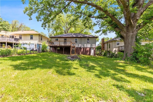 5317 NE 46th St, Kansas City, MO 64117 - view of yard featuring a wooden deck and stairway