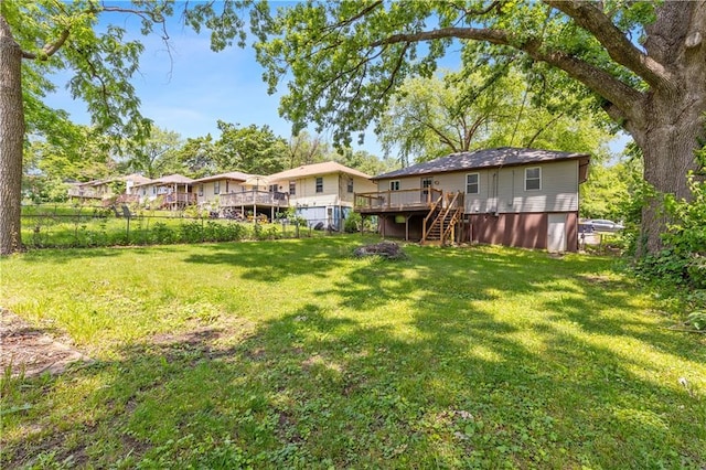 5317 NE 46th St, Kansas City, MO 64117 - view of yard with stairs and a deck