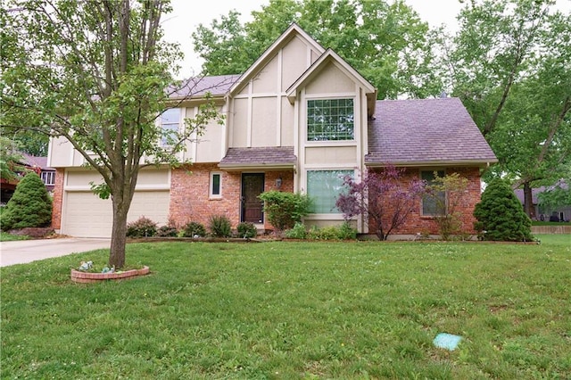 204 NW Redwood Ct, Lees Summit, MO 64064 - view of front of home featuring driveway, brick siding, roof with shingles, and a front yard