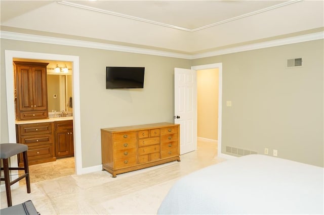 204 NW Redwood Ct, Lees Summit, MO 64064 - bedroom with ornamental molding and connected bathroom