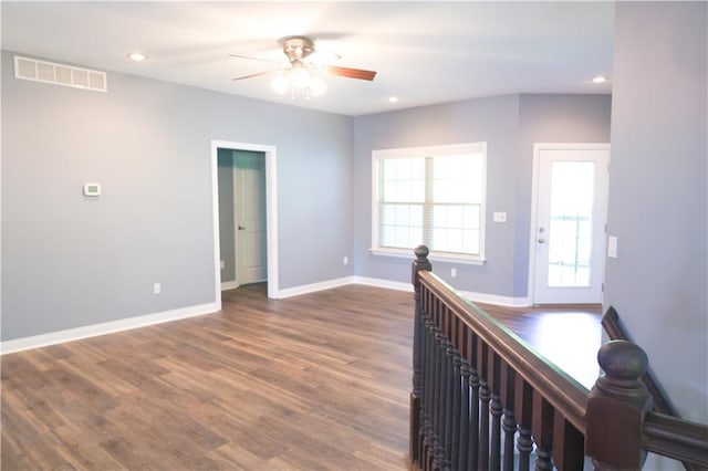 2404 Edmonds Ct, Columbia, MO 65203 - spare room with ceiling fan, wood finished floors, baseboards, and recessed lighting