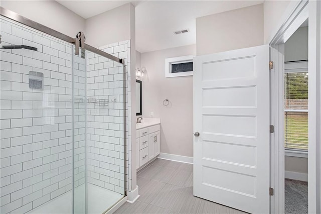 151 SE 225th Rd, Warrensburg, MO 64093 - full bathroom with a shower stall, vanity, baseboards, and healthy amount of natural light