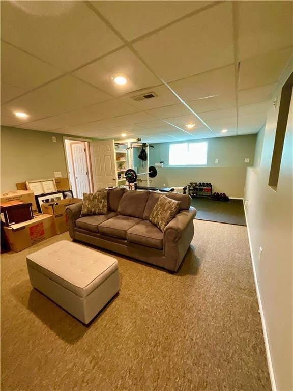 11601 N Manning Ave, Kansas City, MO 64157 - carpeted living area with a drop ceiling