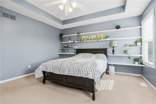 616 N Winwood Ter, Gardner, KS 66030 - bedroom with carpet floors, baseboards, a raised ceiling, and ceiling fan