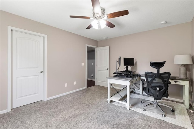 21419 W 47th Ter, Shawnee, KS 66218 - carpeted office space featuring ceiling fan and baseboards