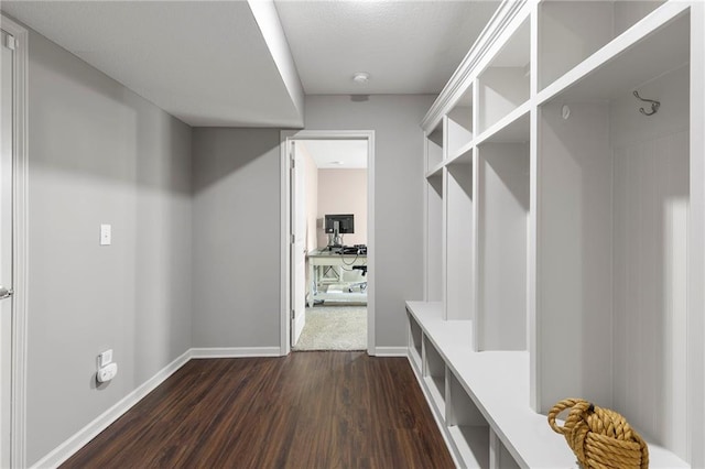 21419 W 47th Ter, Shawnee, KS 66218 - mudroom featuring dark wood-type flooring and baseboards