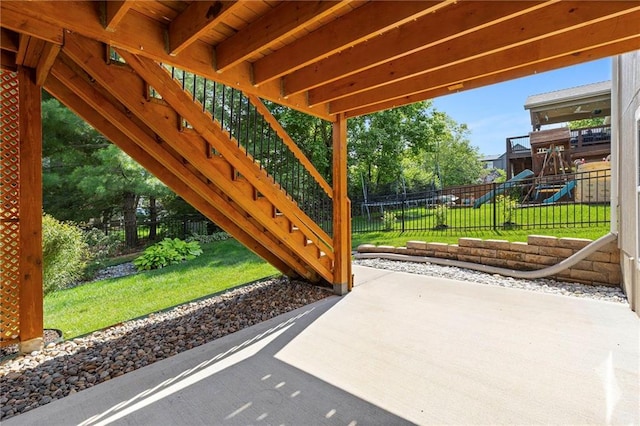 21419 W 47th Ter, Shawnee, KS 66218 - view of patio / terrace featuring a playground