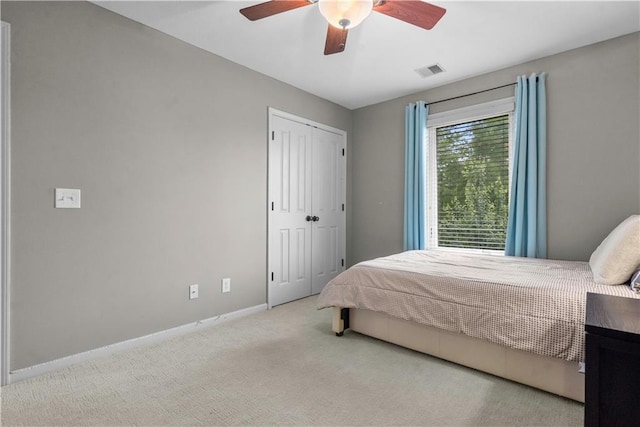 10154 N Lane Dr, Kansas City, MO 64157 - carpeted bedroom featuring baseboards, a closet, and ceiling fan