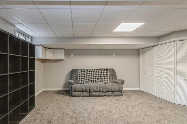 5309 NE Rainbow Cir, Lees Summit, MO 64064 - sitting room featuring carpet, baseboards, and a drop ceiling