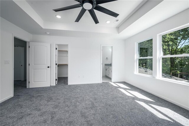 11147 Rowland Ave, Kansas City, KS 66109 - unfurnished bedroom with a raised ceiling, carpet flooring, baseboards, a spacious closet, and recessed lighting