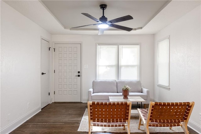 1617 N Pearl St, Independence, MO 64050 - sitting room with a ceiling fan and wood finished floors