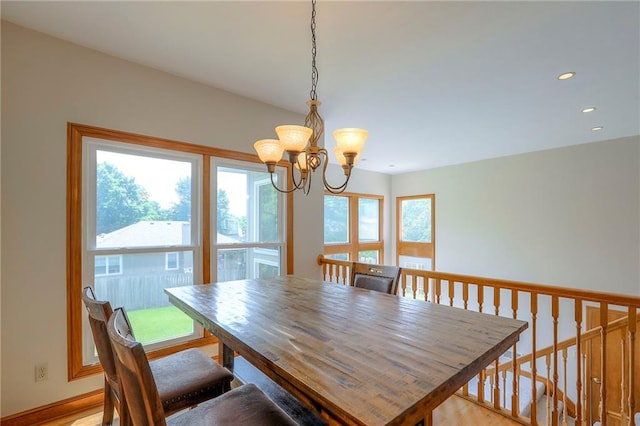 833 SW Harvest Dr, Grain Valley, MO 64029 - dining space with a chandelier, recessed lighting, and light wood-type flooring