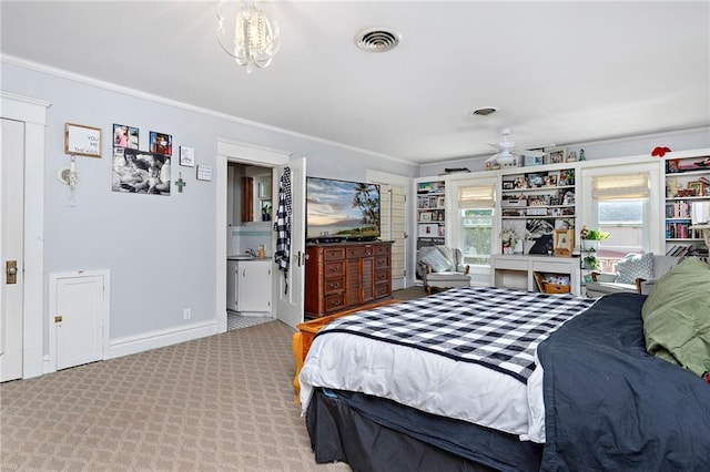 424 S Elm St, Ottawa, KS 66067 - carpeted bedroom featuring ornamental molding and baseboards