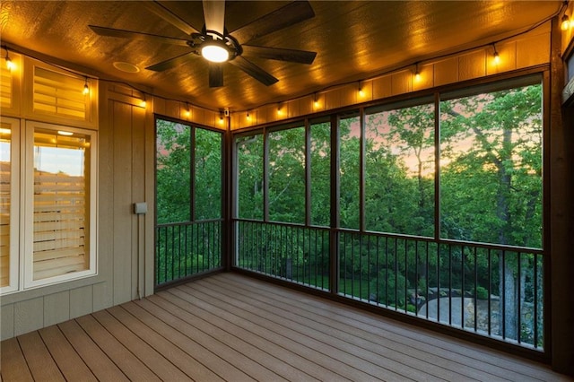 4424 NE Shadow Valley Cir, Lees Summit, MO 64064 - unfurnished sunroom featuring a ceiling fan