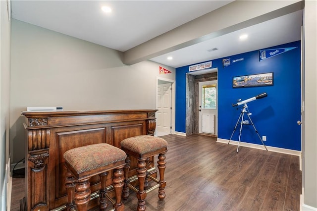 13897 W 140th St, Olathe, KS 66062 - bar area with wood finished floors, baseboards, and recessed lighting