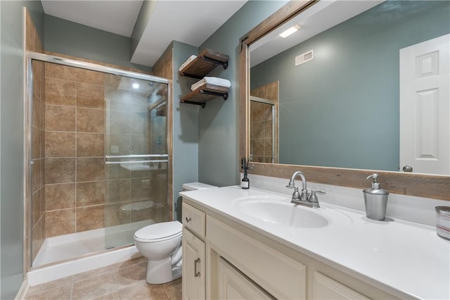 13897 W 140th St, Olathe, KS 66062 - full bath with toilet, vanity, a shower stall, and tile patterned flooring