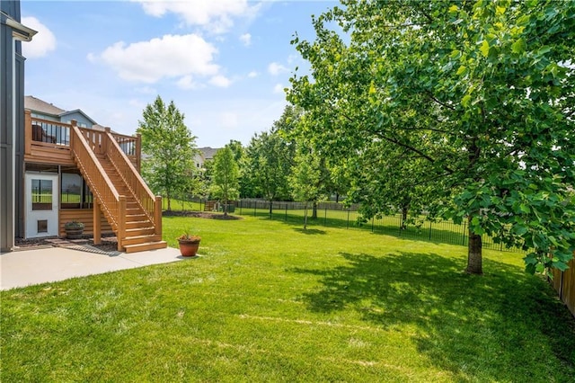 13897 W 140th St, Olathe, KS 66062 - view of yard featuring stairway, a patio, and a wooden deck