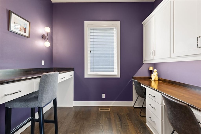 5947 N Cosby St, Kansas City, MO 64151 - office space featuring built in study area, dark wood-style floors, and baseboards