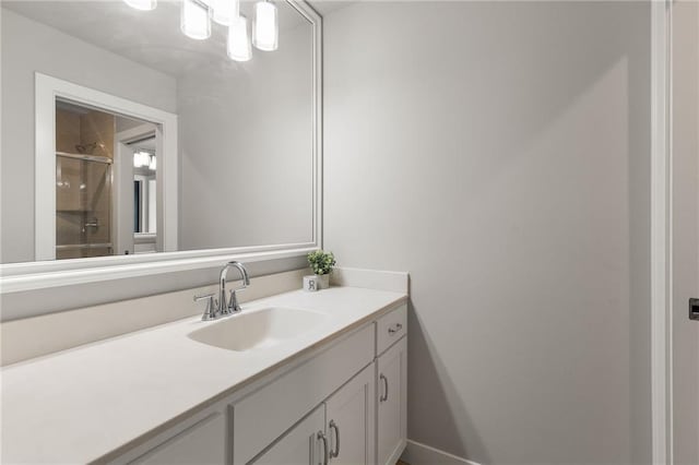 5947 N Cosby St, Kansas City, MO 64151 - bathroom featuring vanity and a shower with door