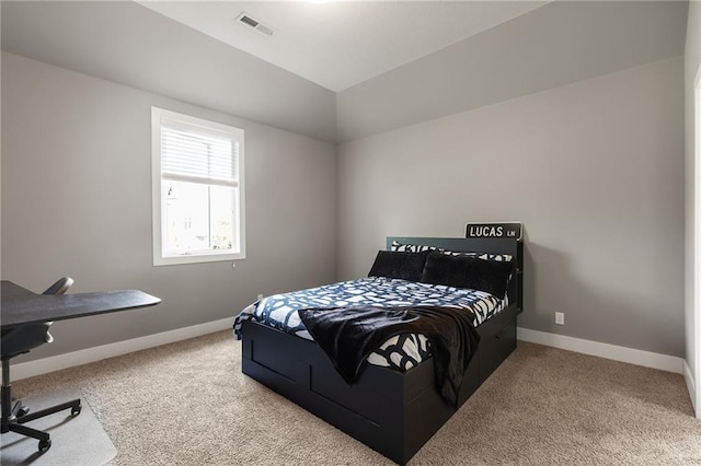 5947 N Cosby St, Kansas City, MO 64151 - bedroom featuring carpet flooring, baseboards, lofted ceiling, and an office area