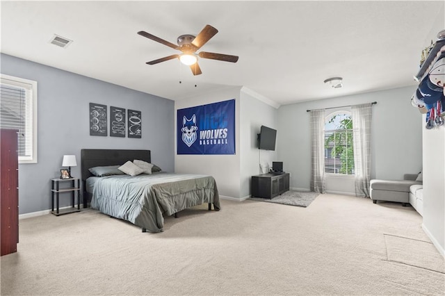 11412 S Lakecrest Dr, Olathe, KS 66061 - bedroom featuring carpet flooring, baseboards, and a ceiling fan