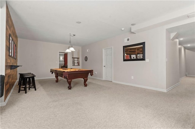 11412 S Lakecrest Dr, Olathe, KS 66061 - game room featuring light carpet, baseboards, and billiards