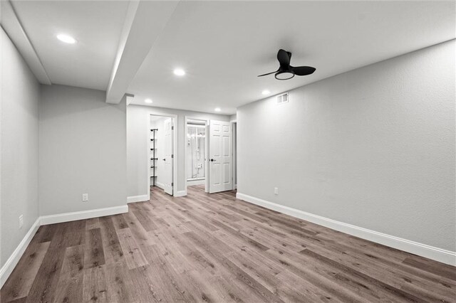 22617 155th St, Basehor, KS 66007 - empty room featuring wood finished floors, recessed lighting, and ceiling fan