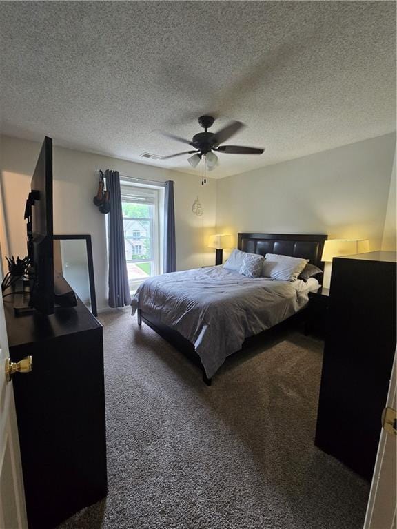 13810 W 53rd St, Shawnee, KS 66216 - bedroom featuring carpet floors, a textured ceiling, and ceiling fan