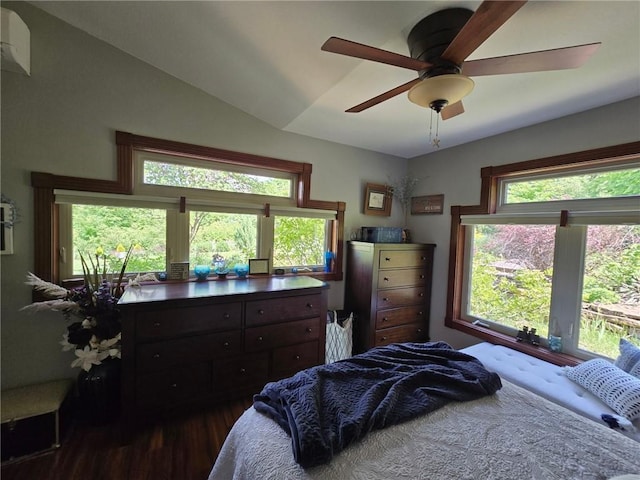 8050 SE Benner Lake Rd, Dearborn, MO 64439 - bedroom with wood finished floors, vaulted ceiling, and ceiling fan