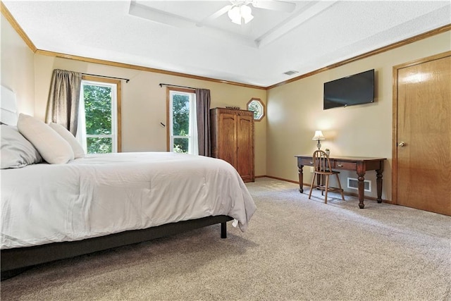 15206 W 85th St, Lenexa, KS 66219 - bedroom with light colored carpet, crown molding, a raised ceiling, and a ceiling fan