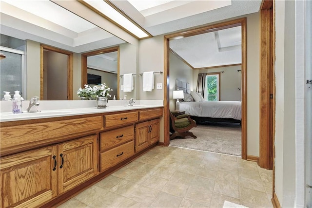 15206 W 85th St, Lenexa, KS 66219 - bathroom with double vanity, connected bathroom, and a stall shower