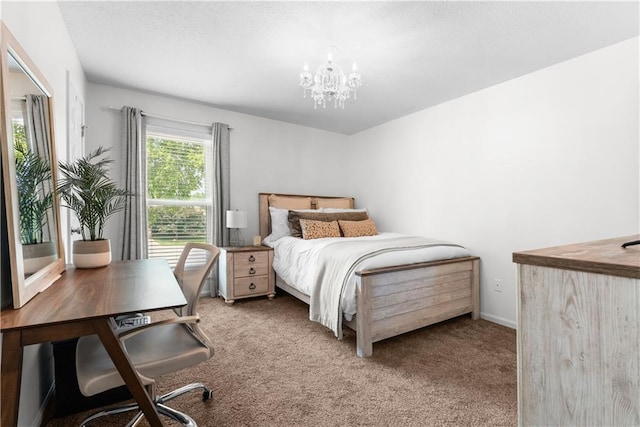 1021 NE Woodbury Ln, Lees Summit, MO 64086 - carpeted bedroom featuring a chandelier and an office area