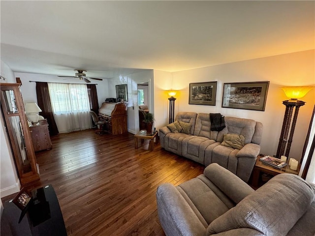 11500 Orchard Rd, Kansas City, MO 64134 - living area featuring hardwood / wood-style flooring and a ceiling fan