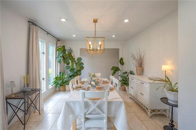10236 Noland Rd, Lenexa, KS 66215 - dining space featuring a chandelier and recessed lighting
