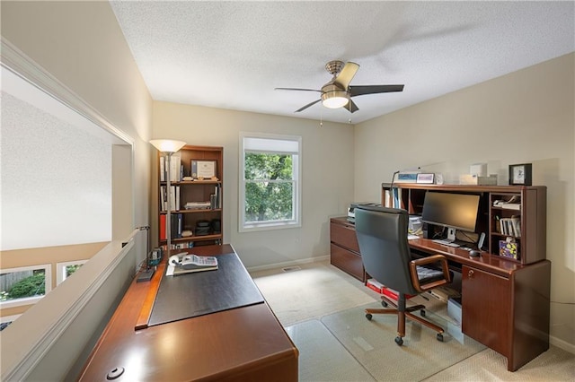 12577 S Alcan Cir, Olathe, KS 66062 - carpeted office featuring a ceiling fan and a textured ceiling
