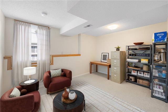 12577 S Alcan Cir, Olathe, KS 66062 - living area with a textured ceiling and carpet floors