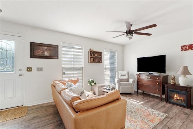 3486 SW Wysteria Ter, Lees Summit, MO 64082 - living room with wood finished floors and ceiling fan