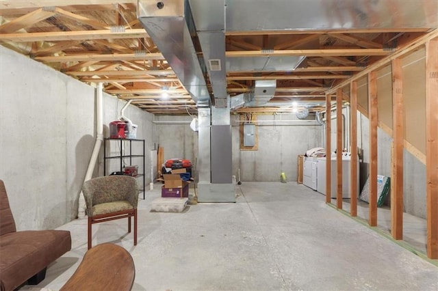 3486 SW Wysteria Ter, Lees Summit, MO 64082 - unfinished basement with washing machine and clothes dryer and electric panel