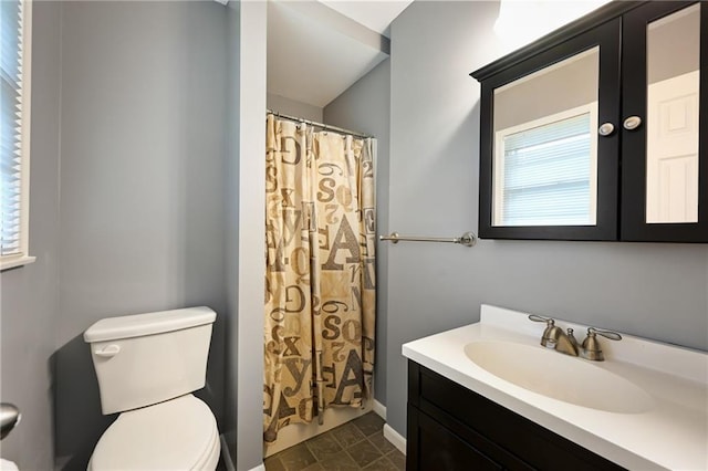 701 N Apache Dr, Independence, MO 64056 - full bathroom featuring vanity, toilet, plenty of natural light, and a shower with curtain