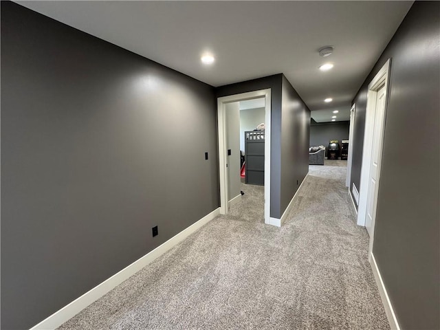 6601 Lakeside Cir, Odessa, MO 64076 - corridor featuring light carpet, recessed lighting, and baseboards