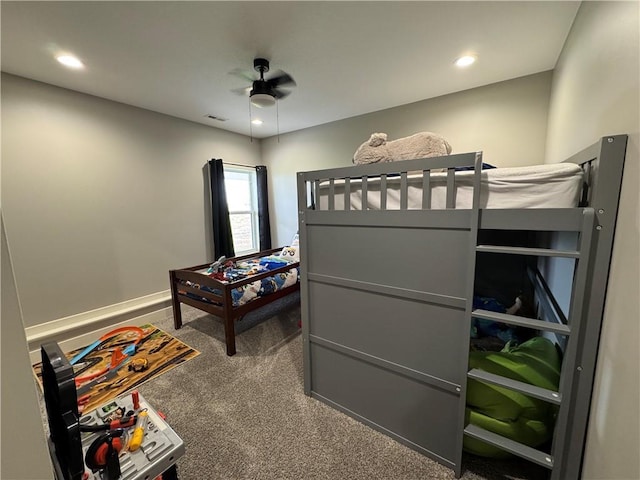 6601 Lakeside Cir, Odessa, MO 64076 - carpeted bedroom featuring recessed lighting and a ceiling fan