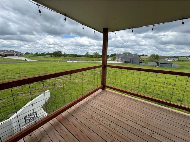 6601 Lakeside Cir, Odessa, MO 64076 - wooden deck featuring a yard and a rural view